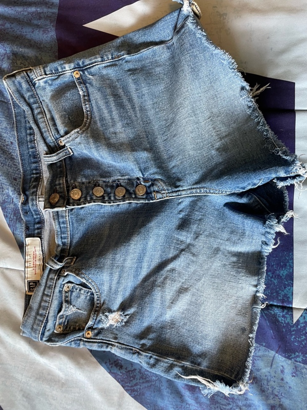 GAP Blue Distressed Denim Cutoff Shorts